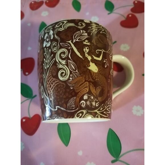 Starbucks 2008 Anniversary Mug Split Tail Mermaid Siren Copper Brown 12 oz Cup - Picture 2 of 5